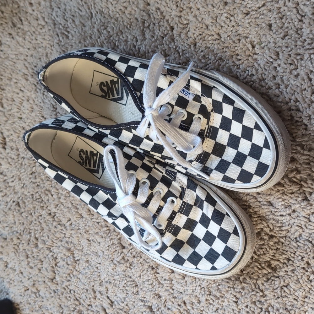 checkered black and white authentic vans size 7.5 women’s
